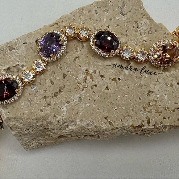 Gold Multicolor CZ Bracelet - Picture 5 of 8